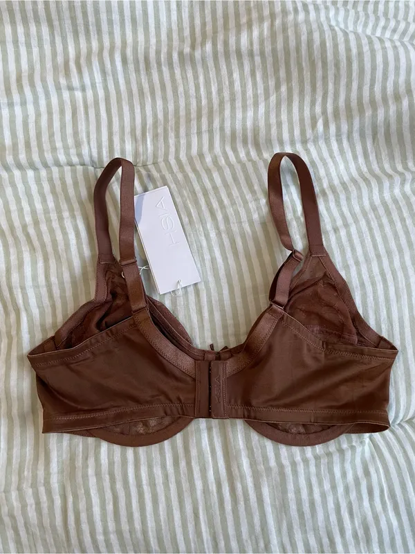 New HSIA Enchante Unlined Non Padded Lace Underwire Bra Size 36C Coffee Brown - Image 7