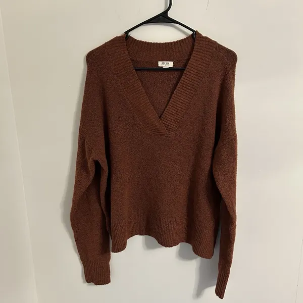 A.N.A A New Approach‎ Women's V Neck Sweater Rust Burnt Orange Size Large - Image 2