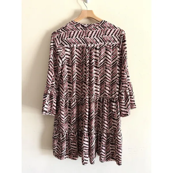 She + Sky Dress Tiered Chiffon Long Sleeved Ruffled Medium Boho‎ Western NWT - Image 3