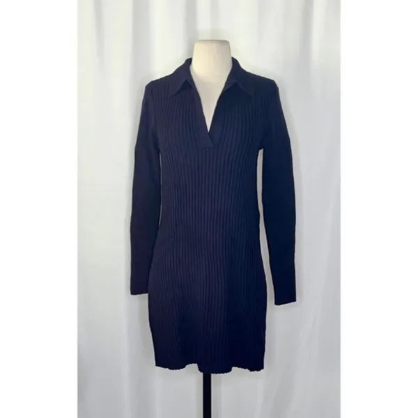 ALEX MILL Ribbed Tunic Sweater Dark Navy Blue Pullover Merino Wool Knit Small - Image 2