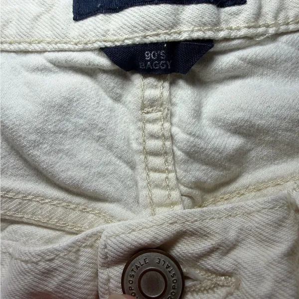 Aeropostale Super High Rise 90s Baggy Off White Distressed Y2K Jeans 10R. - Image 6