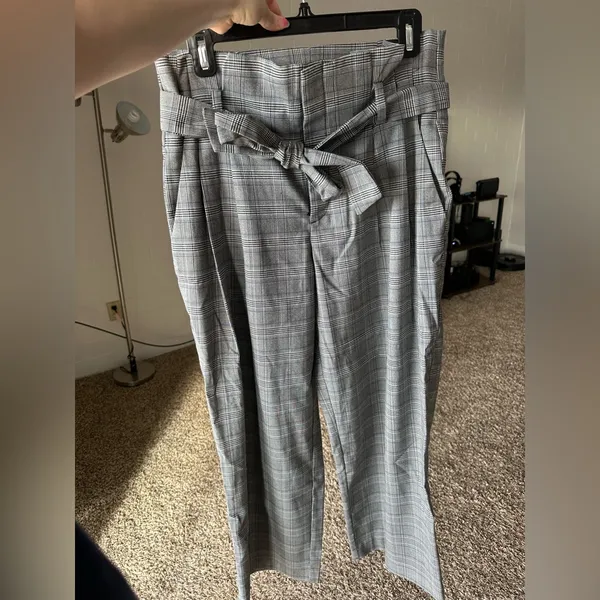 A New Day Plaid Tie Waist Crop Pants Size 6 - Image 3