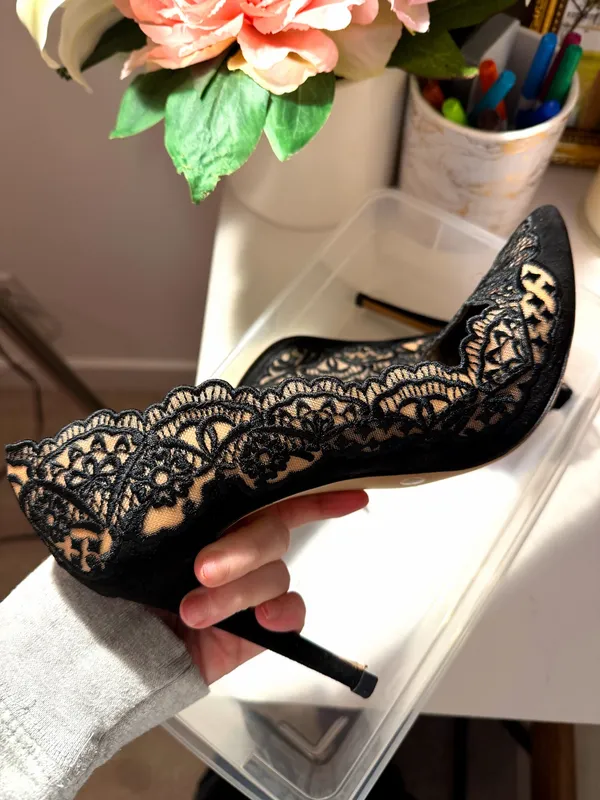 INC Black Lace Spicy Heels - Image 3
