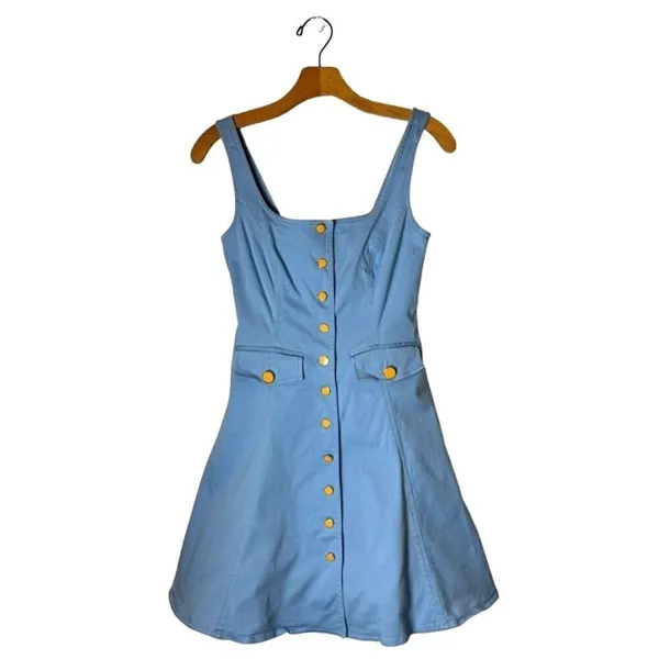 Color‎ Me Courtney Dress Womens 0 Blue Denim Alle Utility Fit And Flare Mini - Image 3