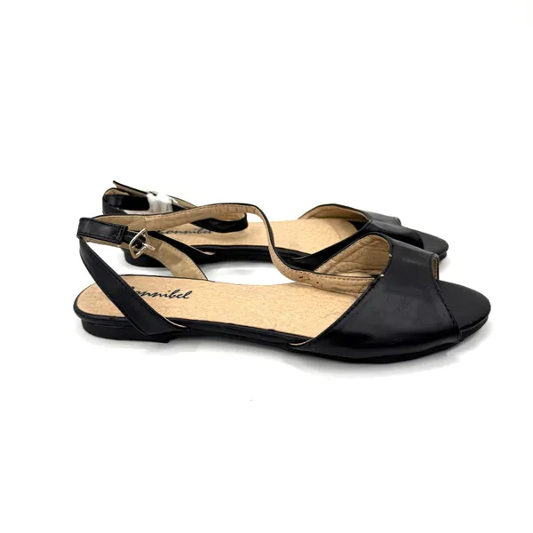 Black Strappy Flat Sandals With Ankle Buckle Casual Summer Comfort Style Designs - Image 6