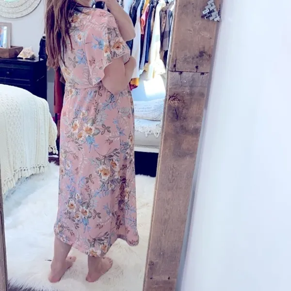 Bailey Blue pink floral maxi dress size medium - Image 4