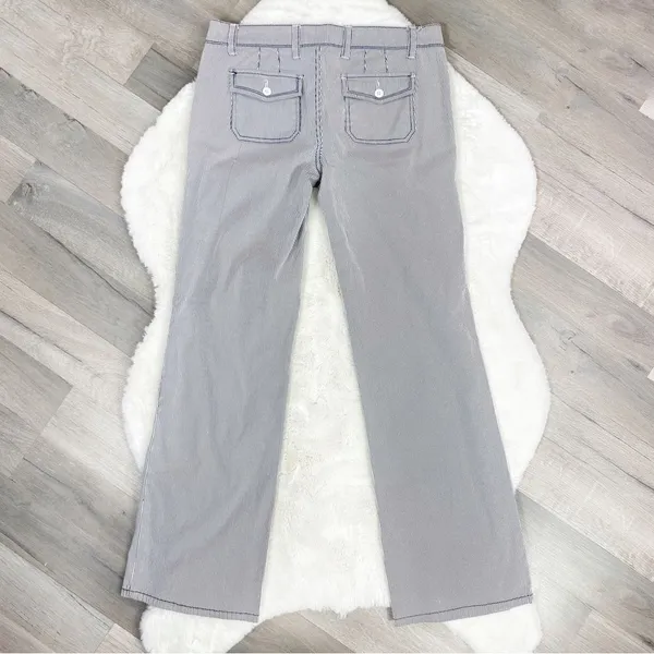 Grane Y2K Seersucker Stripe Low Rise Wide Leg Trouser Pants Blue White Juniors‎ - Image 4