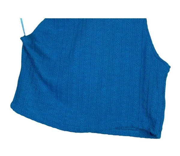 NWT Zara Cut Out Cable Knit Sleeveless Stretch Cropped Top Round Neck L Blue - Image 5