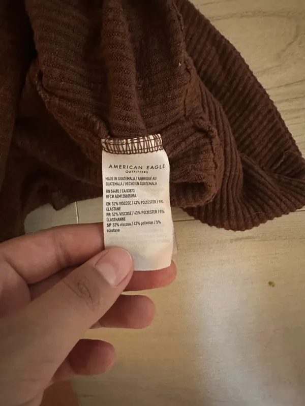 American Eagle Outfitters Brown Ribbed Hoodie Sweater Size XS 0138 - Image 3