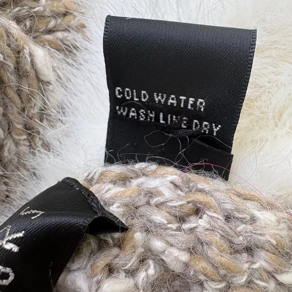 Donna Salyers Fabulous-Furs Cardigan S Tan Cream Faux Fur Trim Mob Wife Textures - Image 8