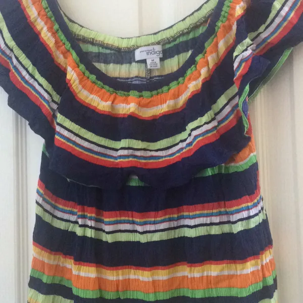 FINAL MARKDOWN Ladies’ indigo Peasant Blouse medium - Image 2