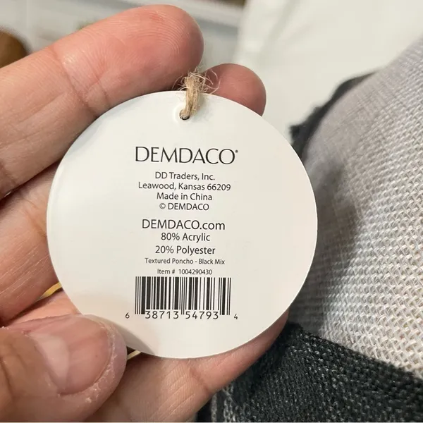 DEMDACO Textured Black Gray One Size Fits Most Acrylic and Poncho Shawl - Image 10