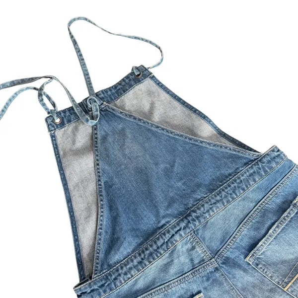 American Eagle Denim Overalls Romper Shorts Blue Size M Shortall‎ Distressed - Image 9