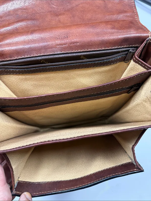 Guidi Vintage Brown Leather Crossbody Messenger Unisex Folio Work Bag - Image 7