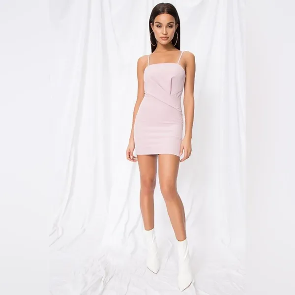 Superdown Revolve Mini Dress S Pink Ruched Bodycon Spaghetti Strap Going Out - Image 3