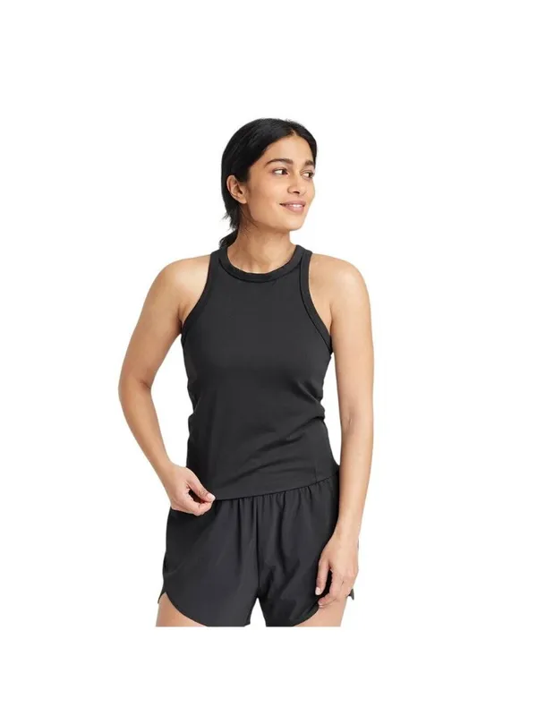 All In Motion High Neck Racerback Stretchy Tank Top 92933111 Black XS - Image 6