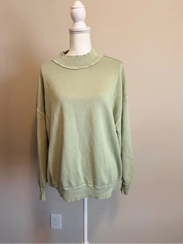 Free People Green Palm Springs Pullover oversized woman's size XS NWOT - Image 4
