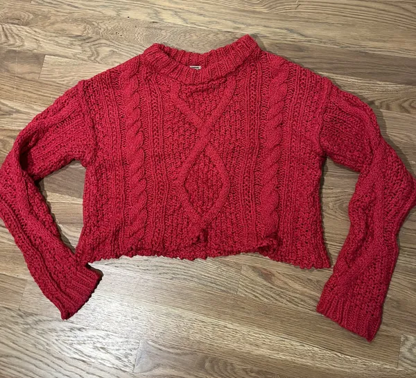 Free People Cutting Edge Cable Cropped Knit Sweater - Image 2