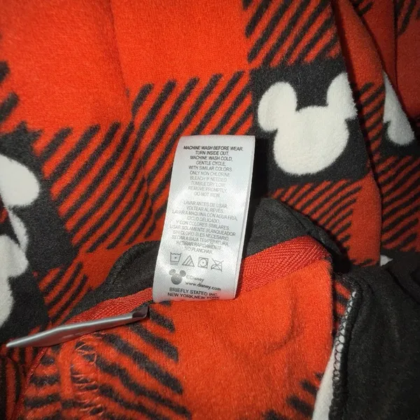 Disney Mickey Mouse One Piece Pajamas Womens Medium Hooded Ears Red Black Fleece - Image 6
