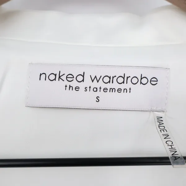 Naked Wardrobe The Statement White Cropped Garter Blazer Womens Small - Image 4