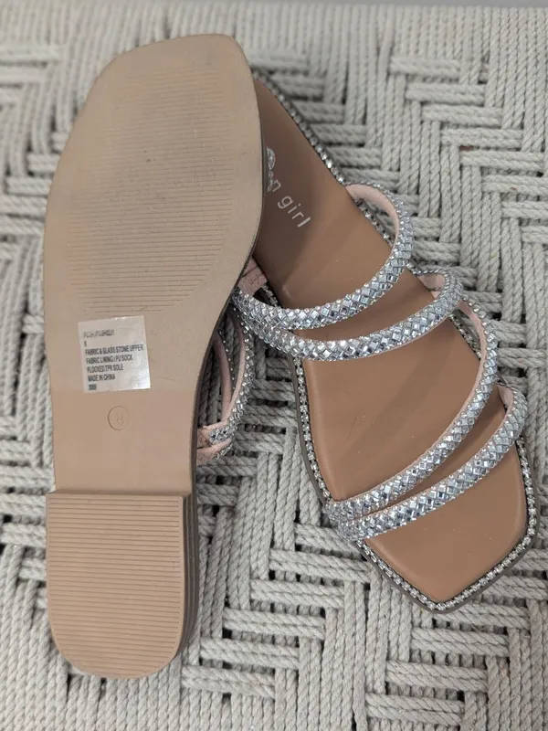 Madden Girl Posh Rhinestone Bling Strappy Slide Sandals Nude Blush Size 8 NWT - Image 6
