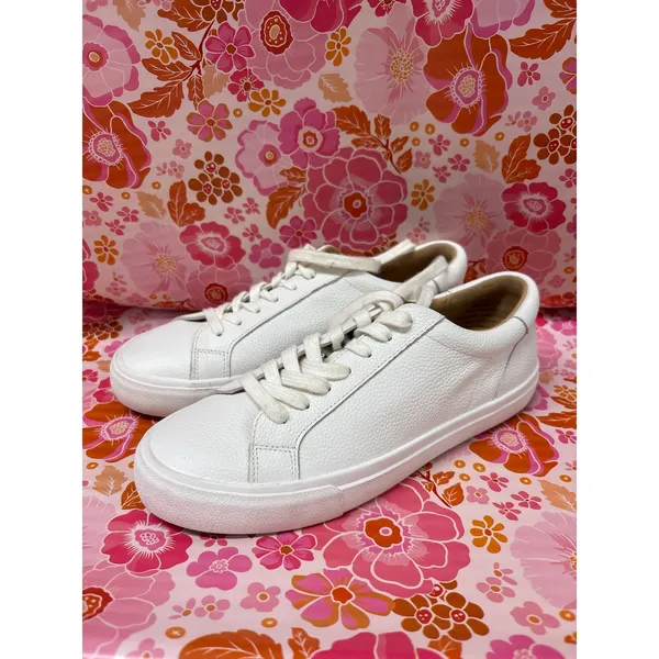 Lucky Brand Sz 8 White Leather Divahna Lace Up Low Top Casual Classic Sneakers - Image 2