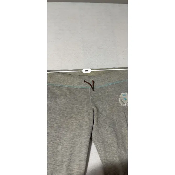 Abercrombie & Fitch Grey Flare Sweatpants Y2K Logo Side Stripe Low Rise XL - Image 6
