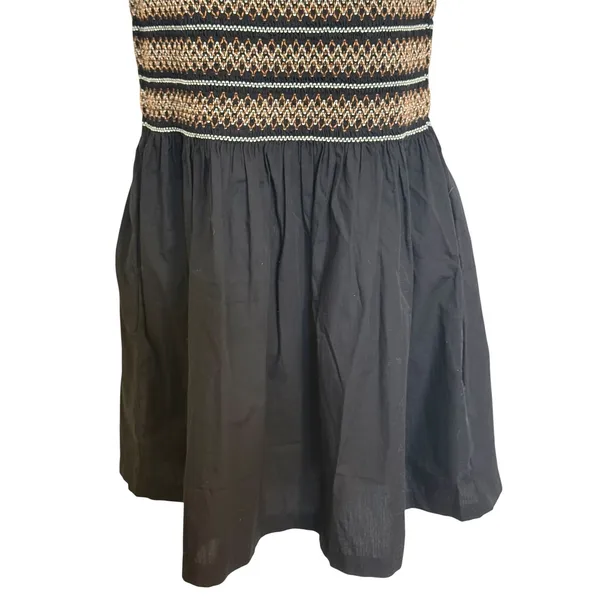 MADEWELL Black Smocked Embroidered Puff‎ Sleeve Poplin Mini Dress NWT Size Large - Image 6