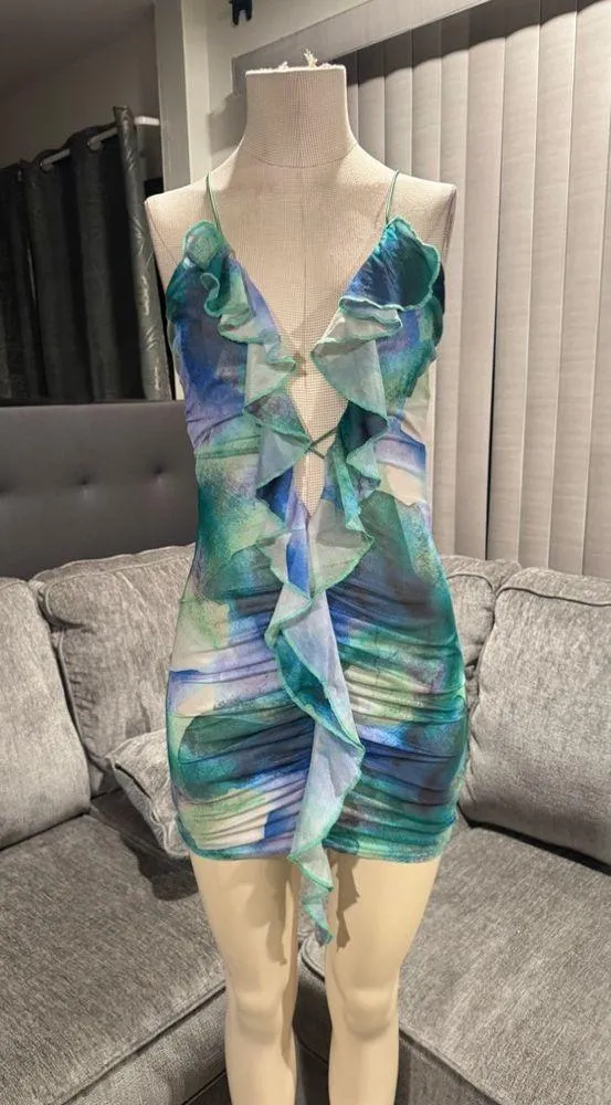 🌸AMTIOUS mesh blue mini dress ✨ - Image 3