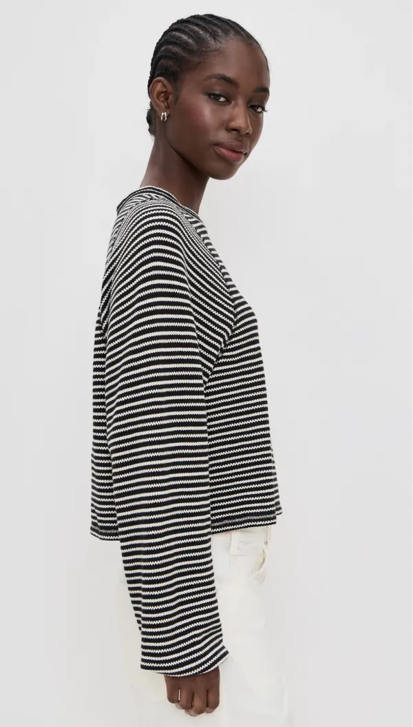 Madewell Striped Curved Long-Sleeve Balloon-Sleeve Tee - Image 5