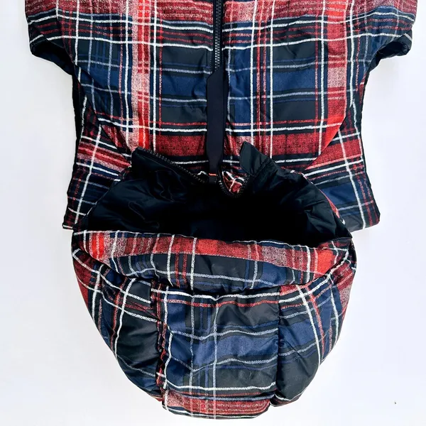 Lululemon The Fluffiest Vest Naval Blue Cypress Plaid Red Size 6 Reversible - Image 4