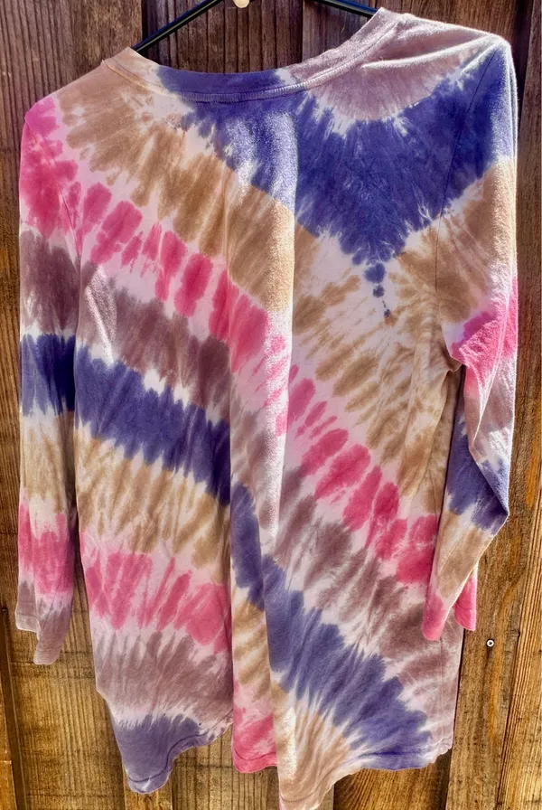 Free People Boho We The Free Tie Dye Long Sleeved Hippie T Shirt Sz L - Image 3