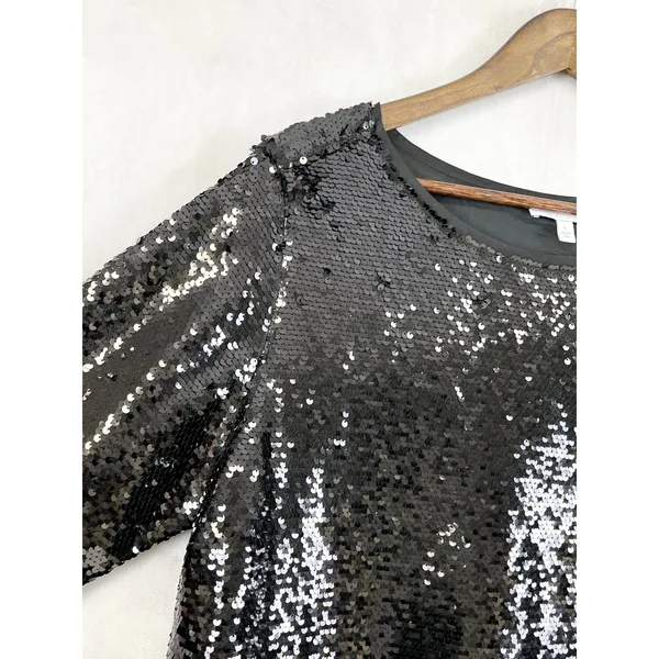Stacy London Womens Sequin Top Large Disco‎ Party Glam Metallic Sparkle Showgirl - Image 2
