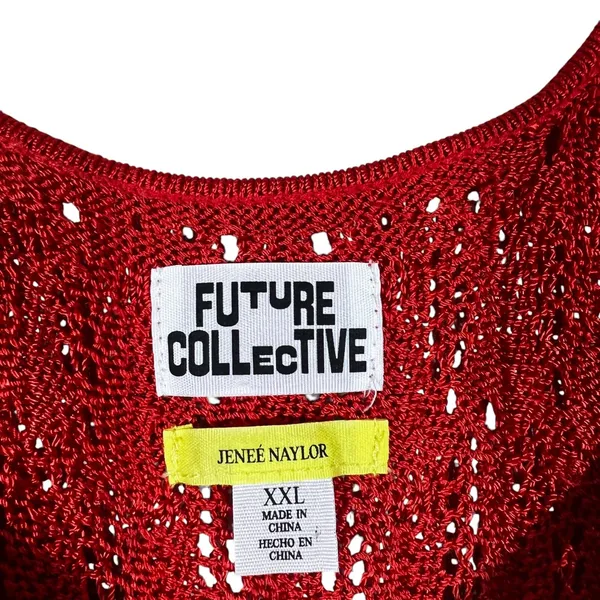 Future Collective Jeneé Naylor Pointelle Crochet Tank Top Red Boho Knit Size XXL - Image 5