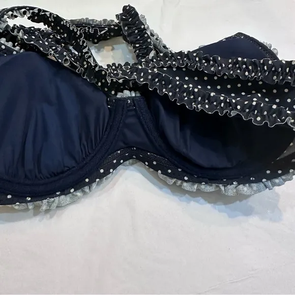 Tory Burch Polka Dot Underwire Bikini Swim Top Navy Blue‎ Size XS - Image 8
