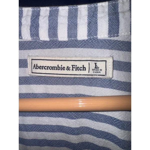 Abercrombie & Fitch Striped‎ Nautical Shirt Dress Women's LG Beach Resort Costal - Image 8