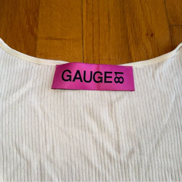 GAUGE81 Long‎ Sleeve Sweetheart Neck Shirt Ivory Off White Small - Image 2