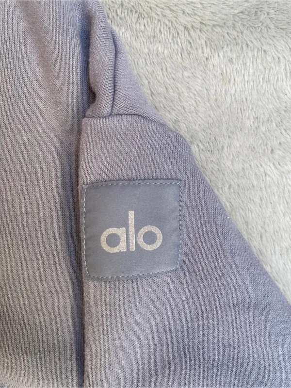 ALO Yoga Zip-Up Hoodie Sweatshirt in Dusty grey streetwear activewear training - Image 2