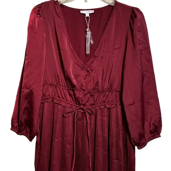 Baltic Born Gabriella Merlot Satin Midi Dress nwt‎ - Image 2