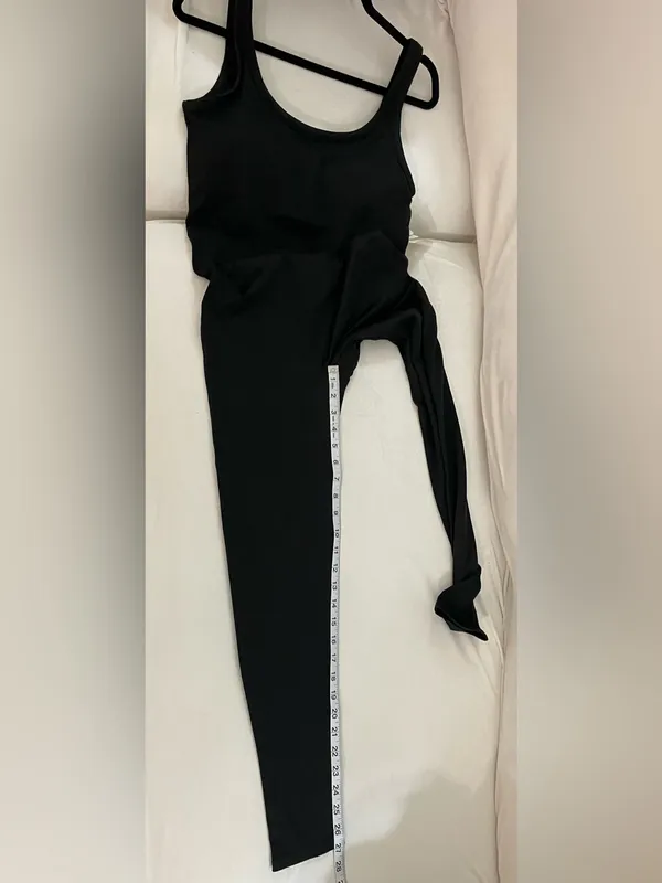 Vuori NWT Halo Essential Black Heather Scoop-Neck Jumpsuit Size L - Image 5