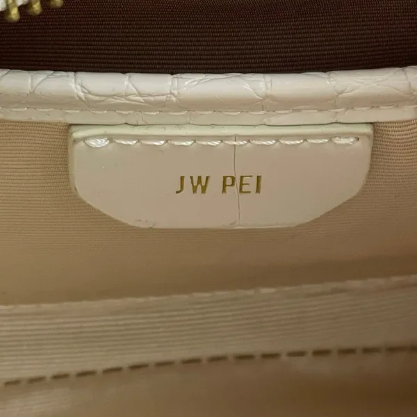 JW PEI Ruby White Croc Embossed Vegan Faux Leather Shoulder Crescent Handbag - Image 5