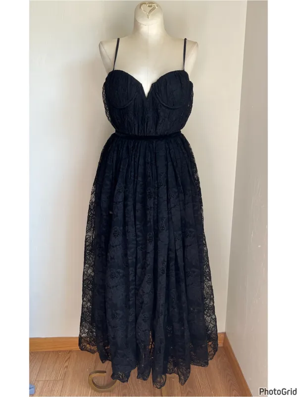 Revolve Sau Lee Selena Black Lace Dress - Image 3