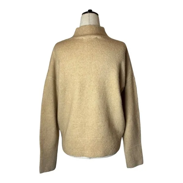Magaschoni Sweater Women‎ Small Tan Knit Wool Blend Mock Neck Pullover - Image 3