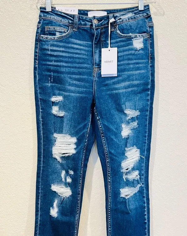 Vervet Haylie Women's Blue Denim Jeans NWT- Size 29 Distressed New #163 - Image 3