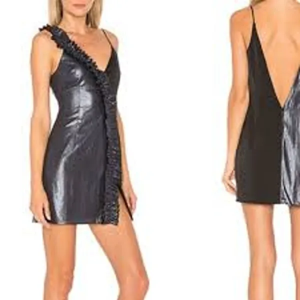 NBD (Revolve) Case of the Ex Mini Slip Dress Size Small S Black Satin Cocktail - Image 2