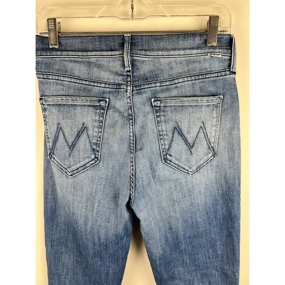 MOTHER Runaway Step Fray Jeans A Night In Havana High Rise Flare 29 - Image 12