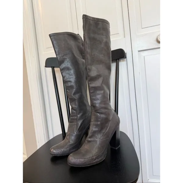 Donald J Pliner Chenia grey leather pewter tall boot size 9 - Image 5