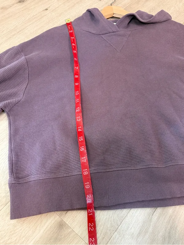 Organic Cotton Waffle-Knit Hooded Pullover Top Dusty Plum - Image 7