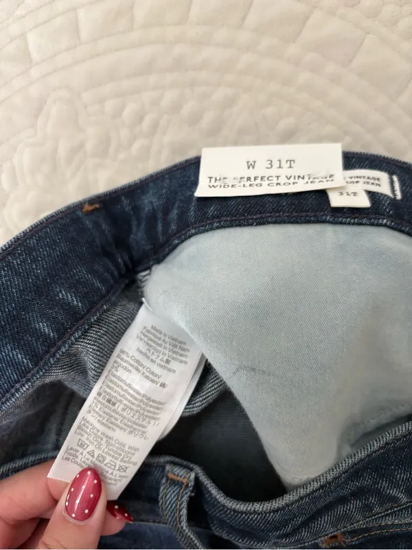 NWT Madewell The Perfect Vintage Wide Leg Crop Jean Midnight Waters Size 31 TALL - Image 8