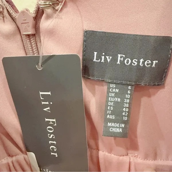 Liv Foster Printed Floral Mesh Gown Pink Multi Size 6 NWT Wedding Prom Party - Image 9